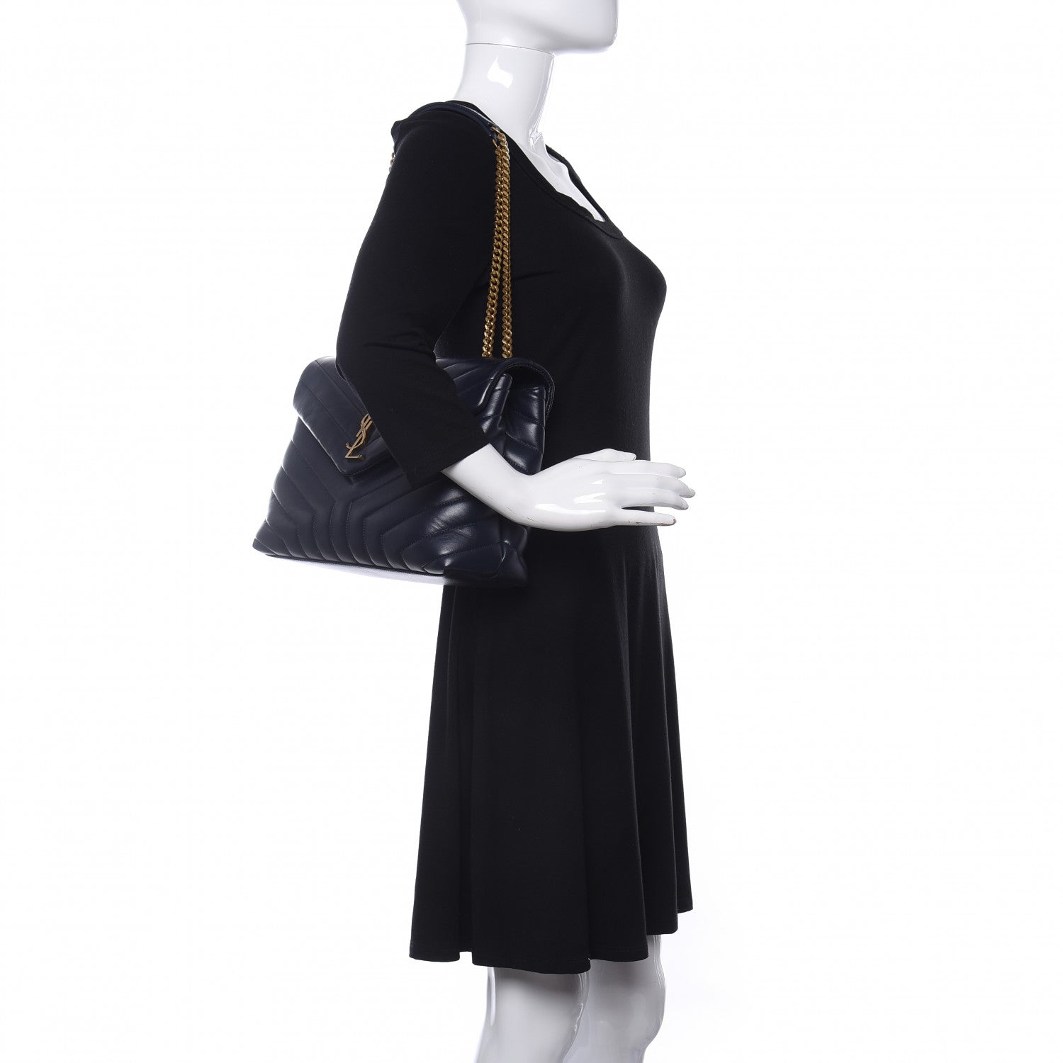Saint Laurent Calfskin Y Quilted Monogram Medium Loulou Chain Satchel Medium Blue 2 of 11
