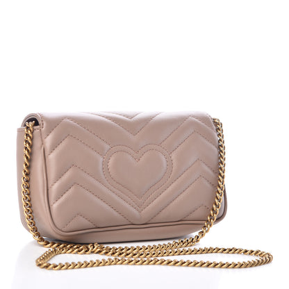 Gucci Calfskin Matelasse Super Mini GG Marmont Shoulder Bag Porcelain Rose 3 of 11