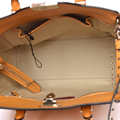 Valentino Garavani Vitello Rockstud Double Handle Tote Mandarin Sorbet 6 of 17