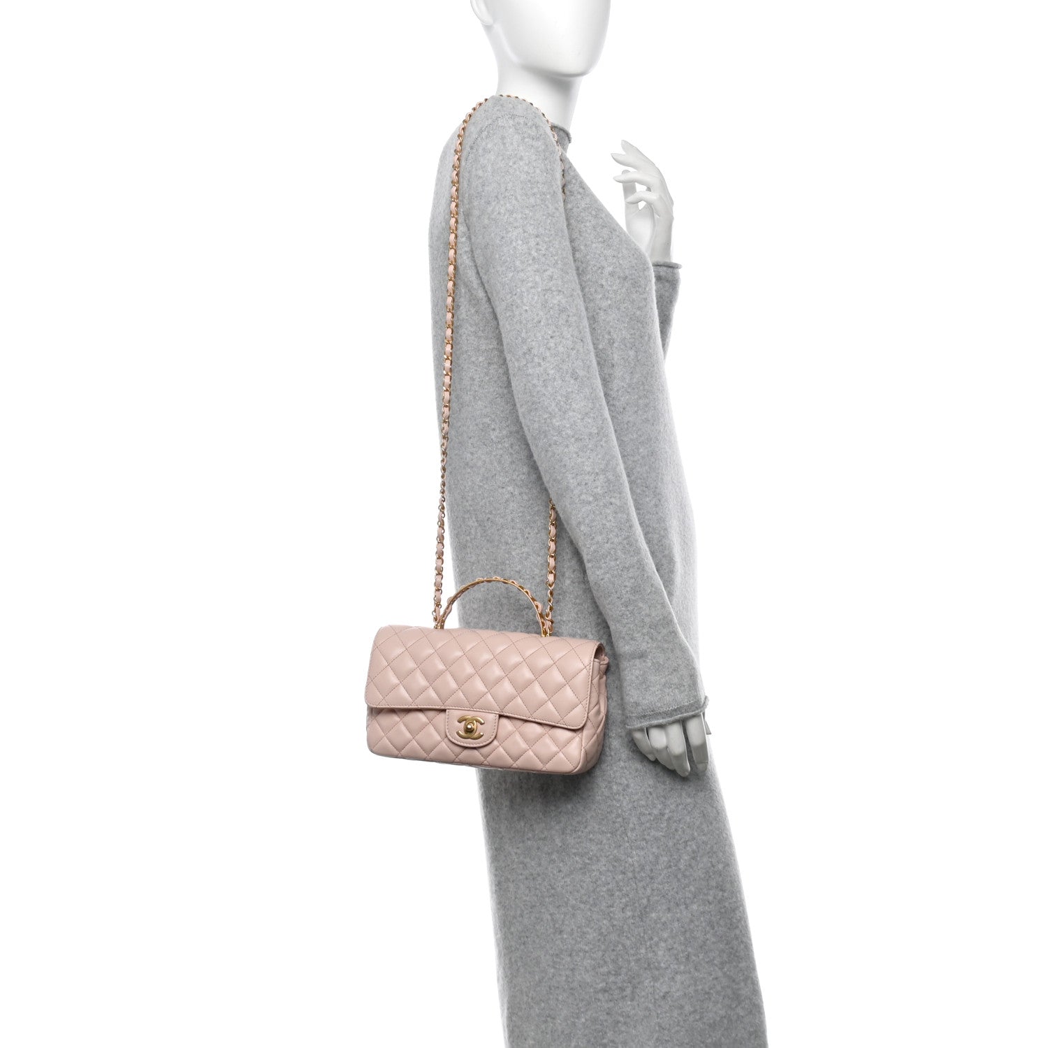 Chanel Lambskin Quilted Small Metal Top Handle Flap Light Pink 2 of 12