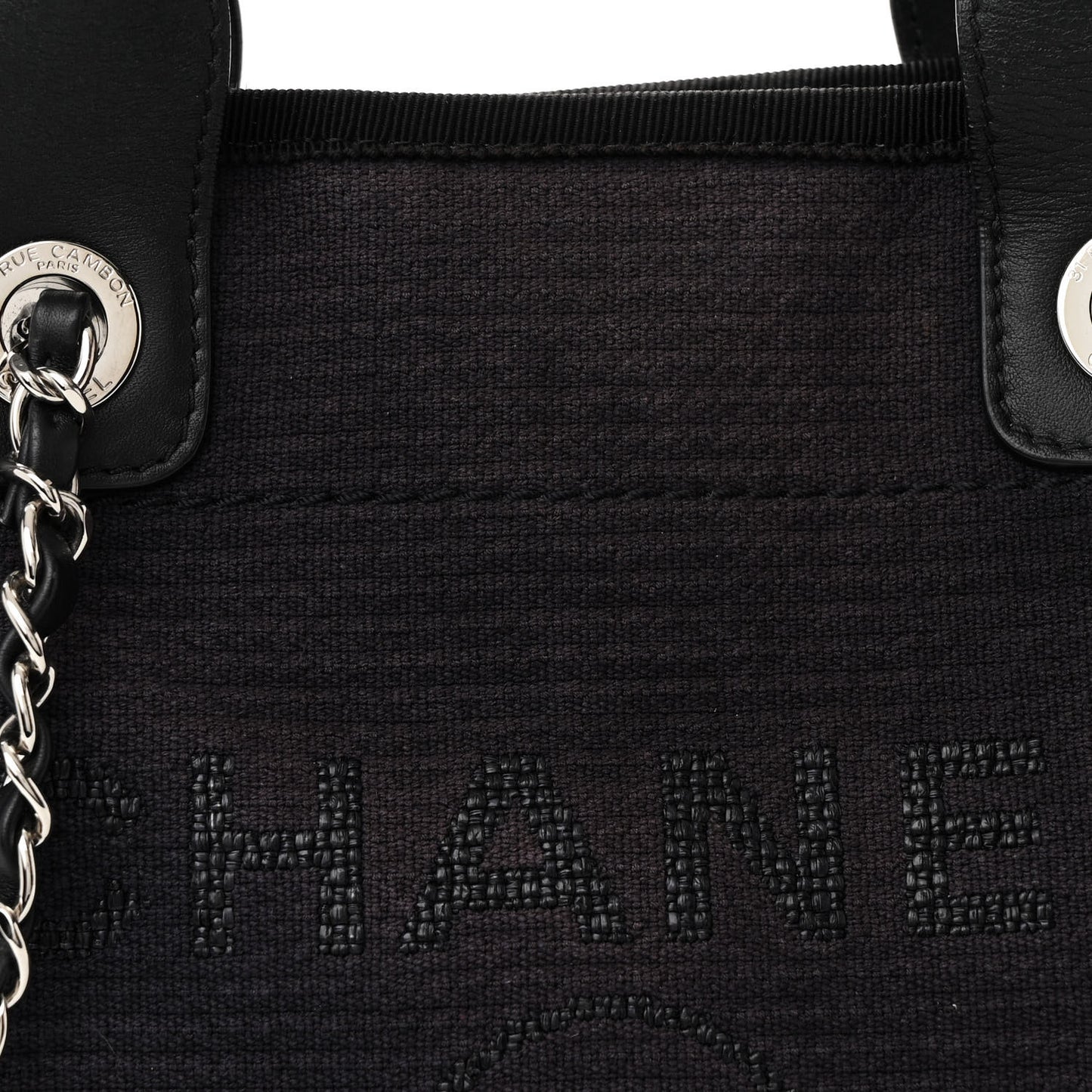 Mixed Fibers Calfskin Small Deauville Tote Black