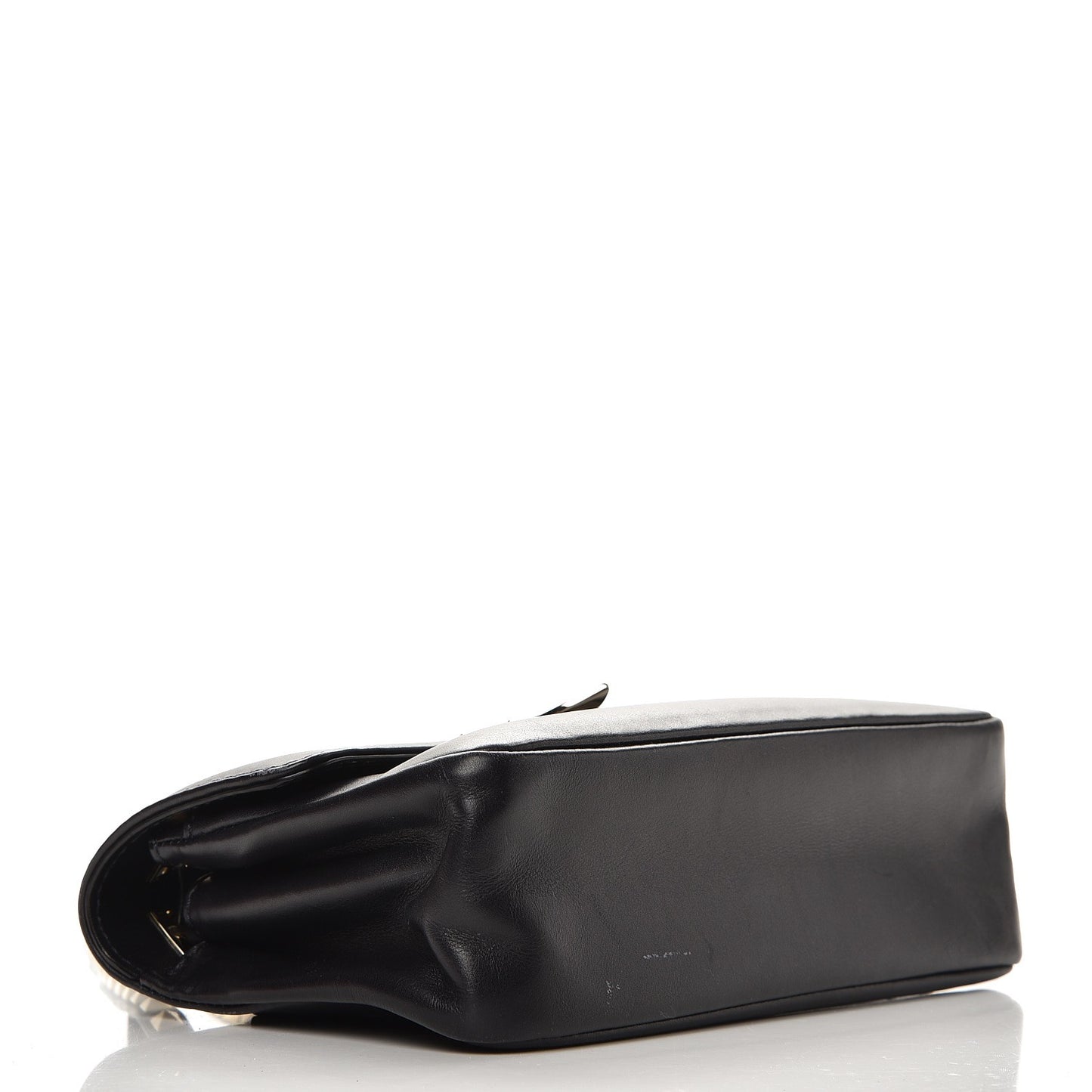 Vitello Rockstud Flip Lock Shoulder Flap Bag Black