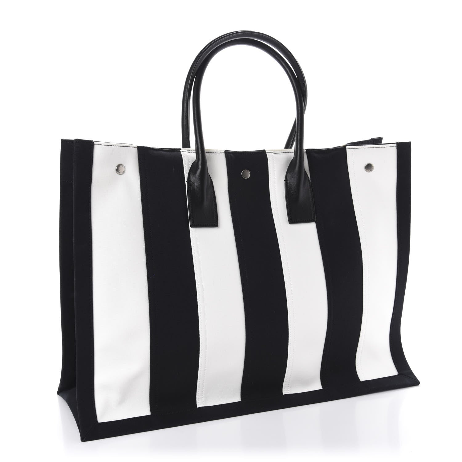 Saint Laurent Canvas Noe Striped Tote Black White 3 of 9