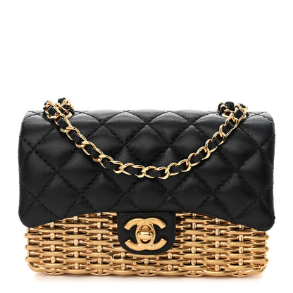 Chanel Woven Metal Lambskin Quilted Small Flap Black Gold 1 of 11