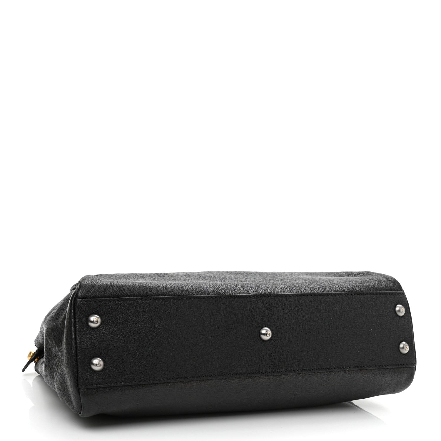 Fendi Goatskin Zucca Medium Peekaboo Iconic Satchel Black Tobacco 4 of 11