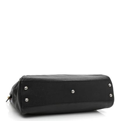 Fendi Goatskin Zucca Medium Peekaboo Iconic Satchel Black Tobacco 4 of 11