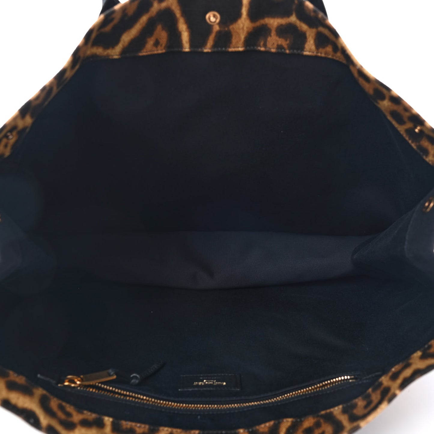 Canvas Calfskin Leopard Print Rive Gauche Noe Tote Natural Black