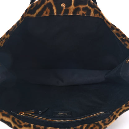 Saint Laurent Canvas Calfskin Leopard Print Rive Gauche Noe Tote Natural Black 4 of 8