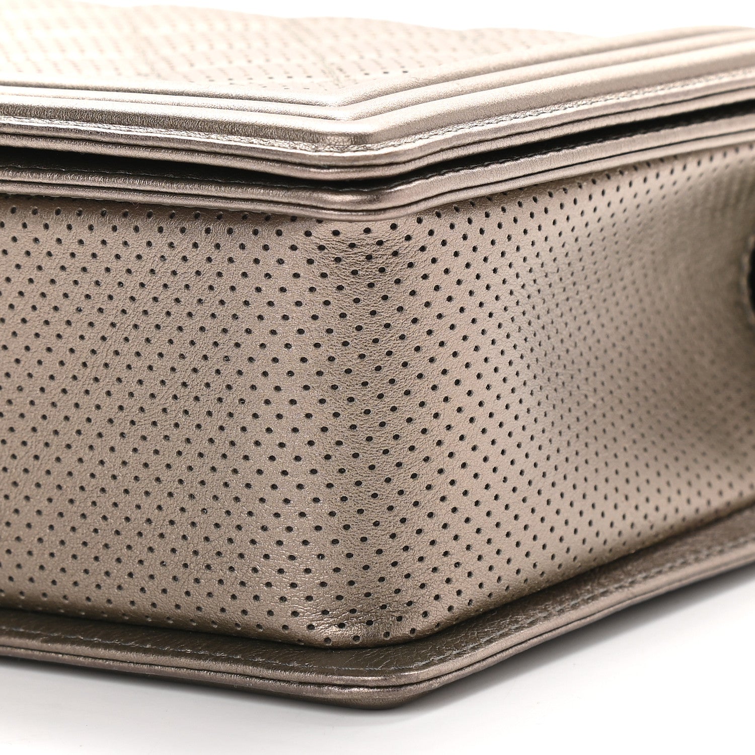 Chanel Metallic Lambskin Perforated New Medium Boy Flap Dark Silver 9 of 9