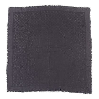 Louis Vuitton Silk Wool Monogram Shawl Charcoal Grey 1 of 4