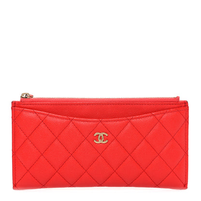 Chanel Caviar Quilted Classic Zip Pouch Red 1 of 8