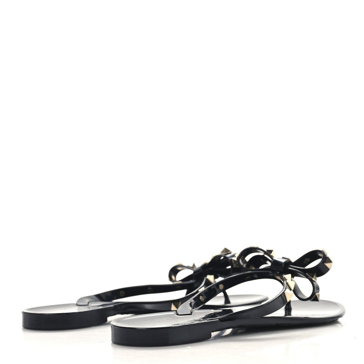 Valentino Garavani PVC Jelly Rockstud Bow Thong Sandals 38 Black 5 of 8
