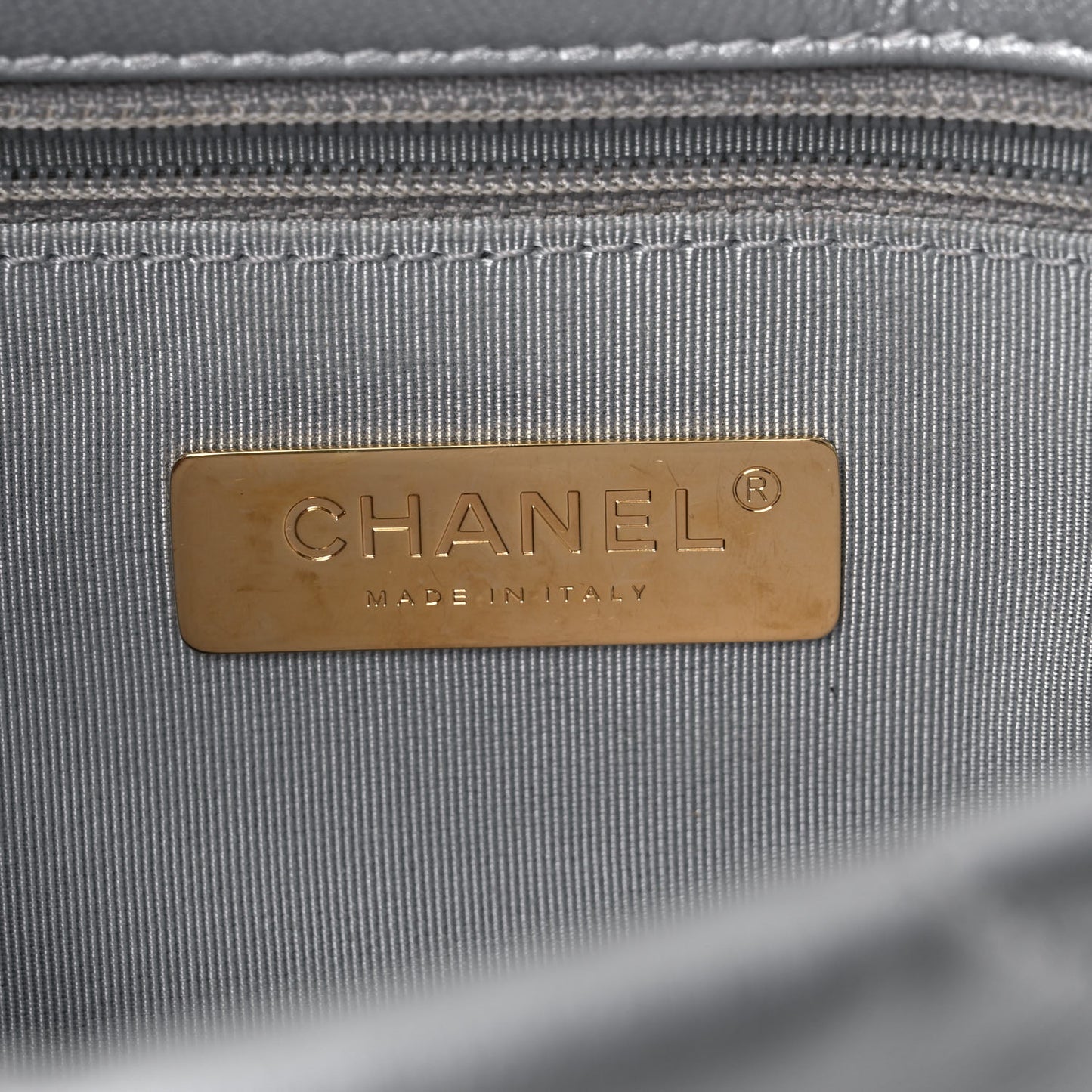 Metallic Goatskin Quilted Medium Chanel 19 Flap Silver