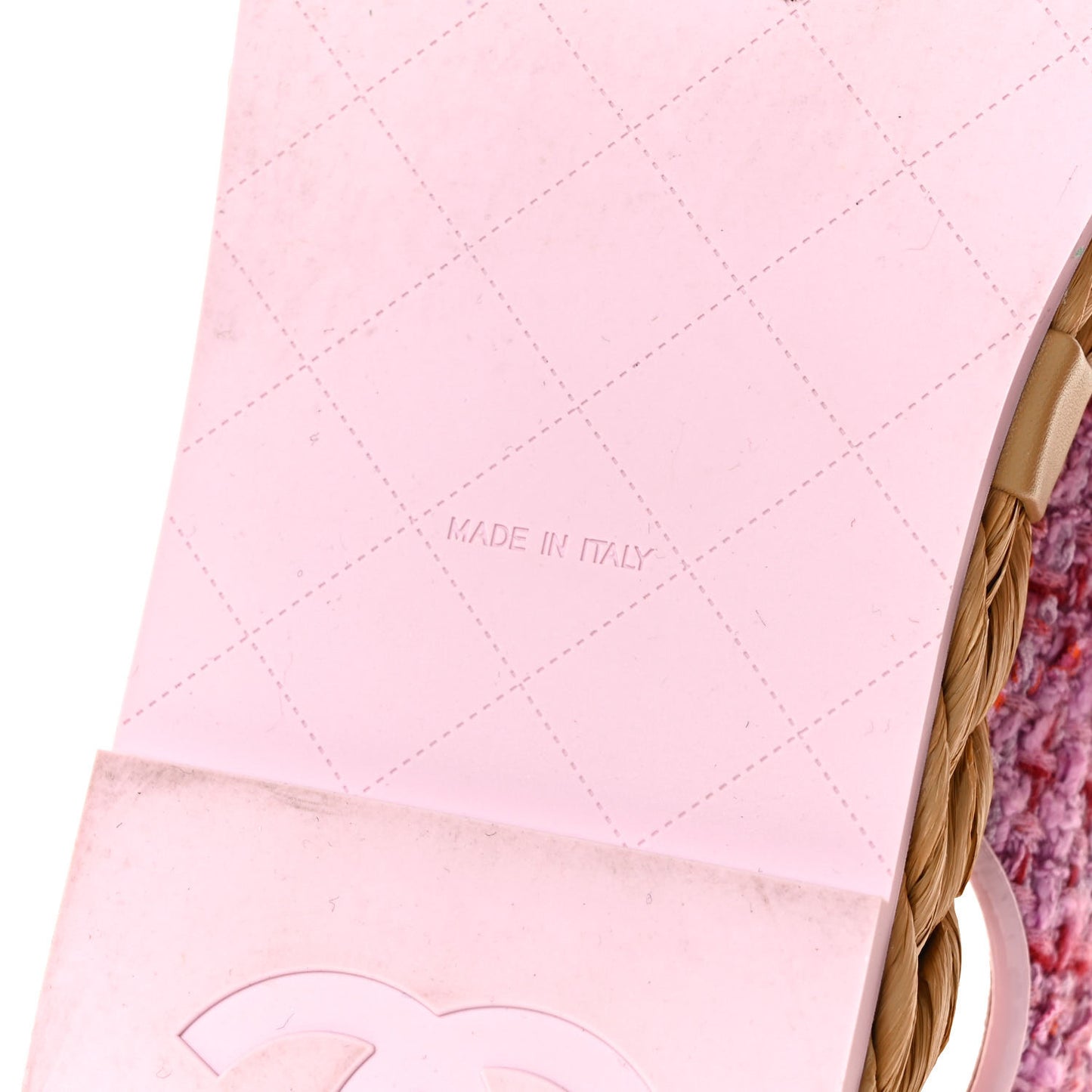 Tweed Lambskin Velcro Dad Sandals 38.5 Pink Multicolor