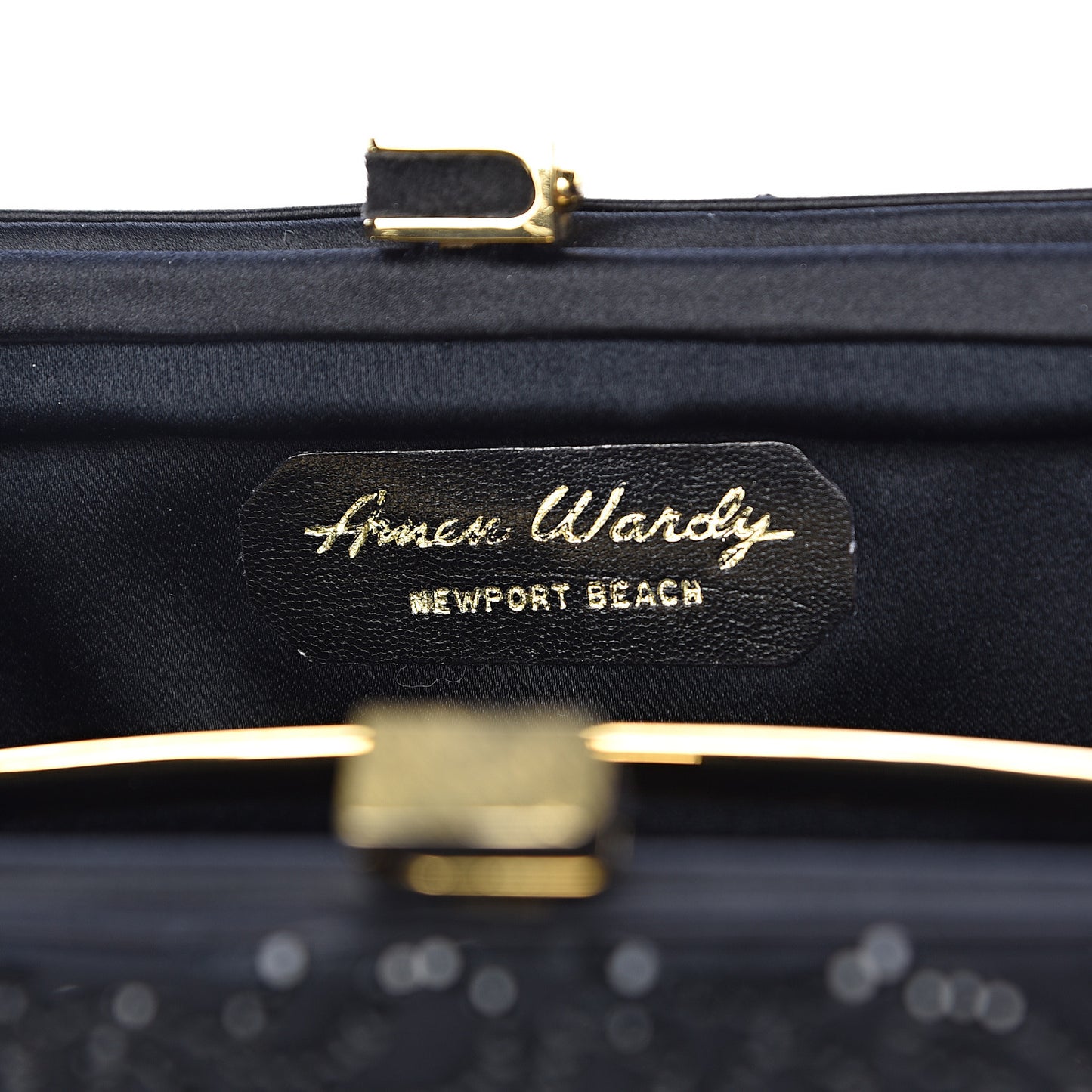 Fabric Crystal Flower Clutch Black