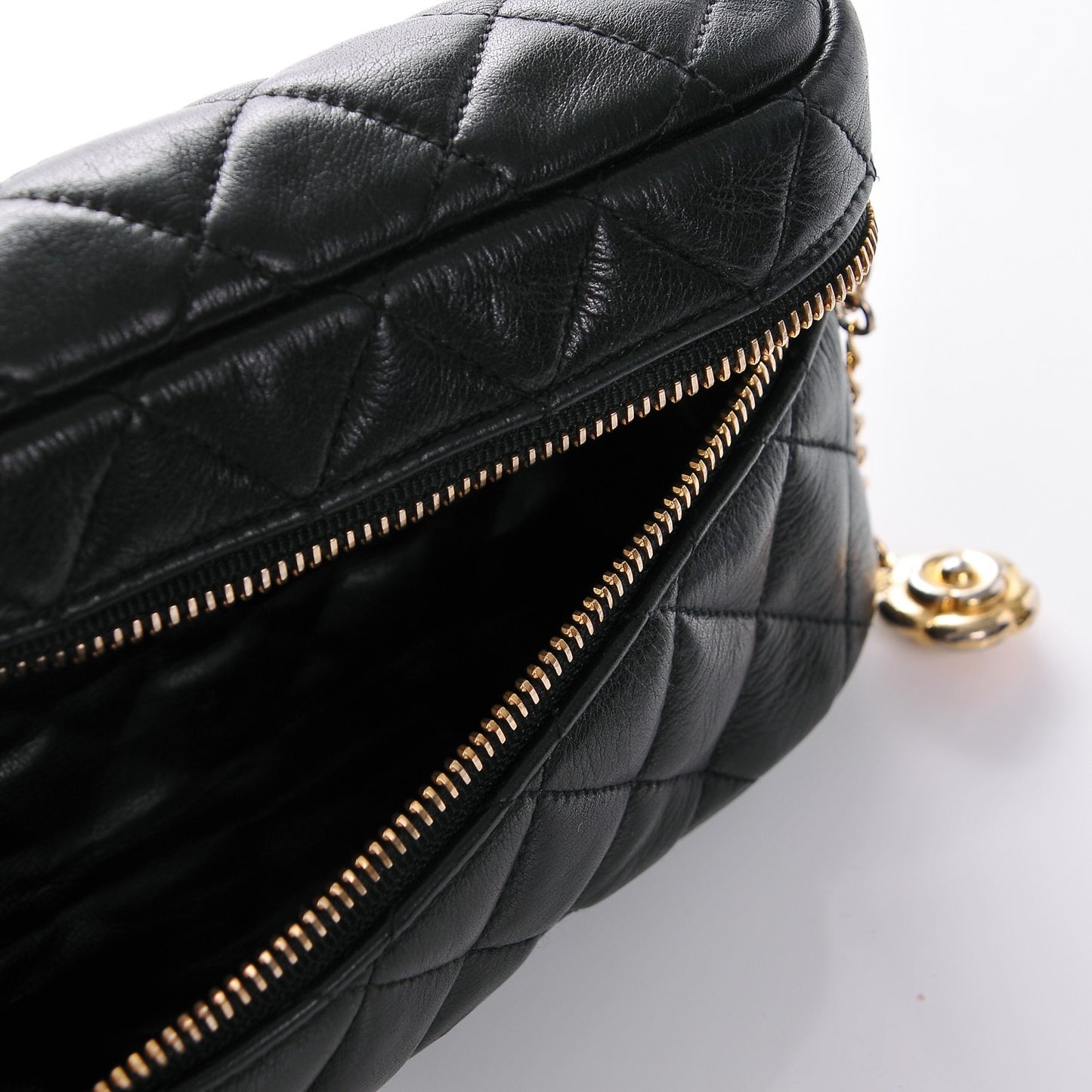 Lambskin Quilted Belt Bag Black