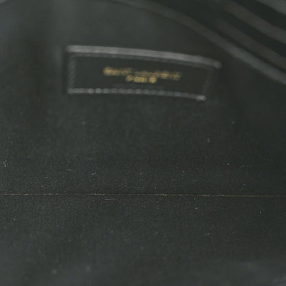 Saint Laurent Calfskin Crocodile Embossed Uptown Monogram Clutch Black 5 of 7