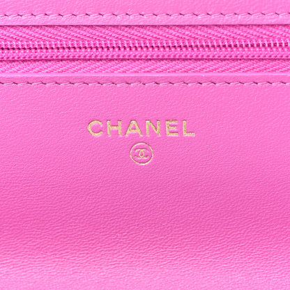 Chanel Lambskin Quilted Wallet On Chain WOC Dark Blue Pink 6 of 12