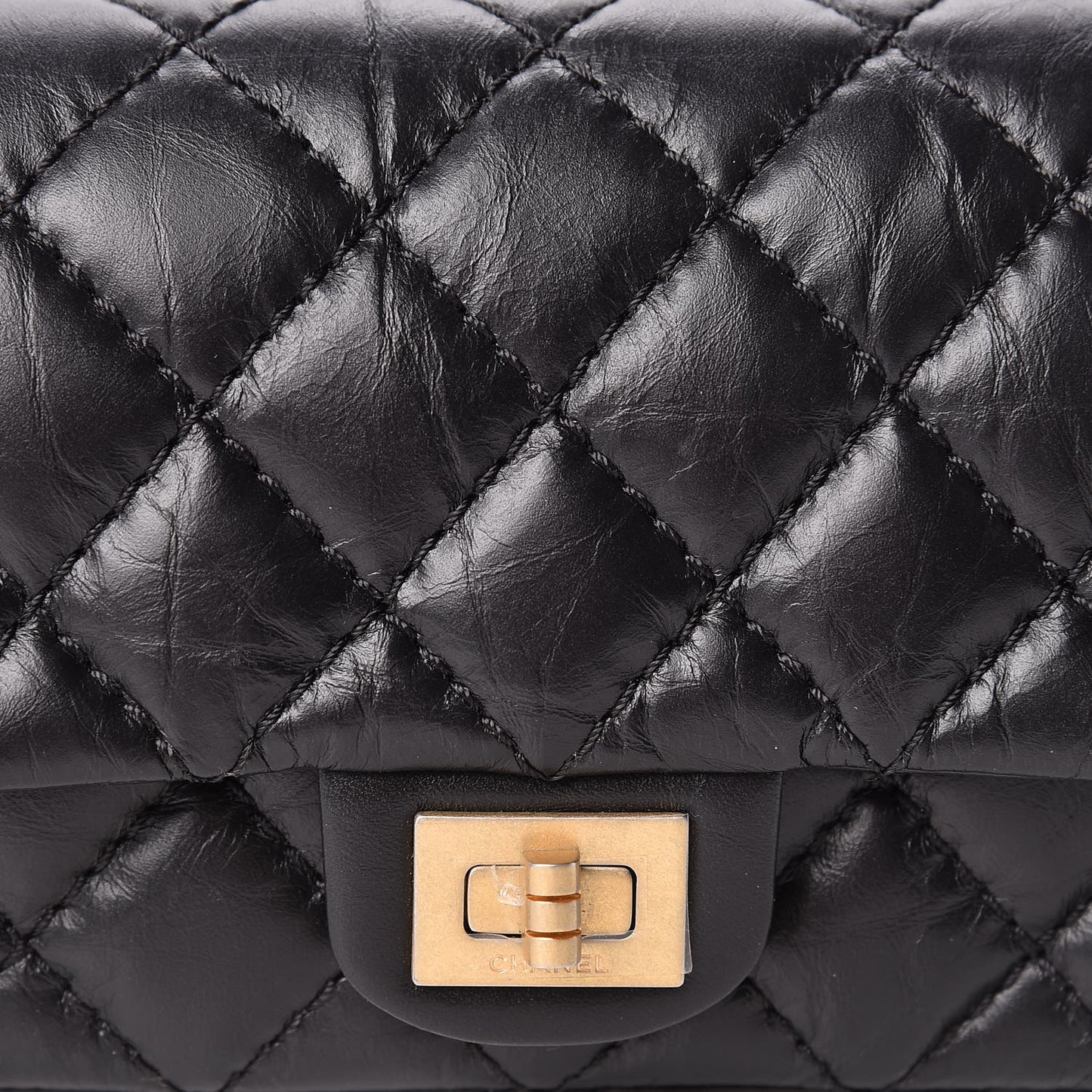 Aged Calfskin Quilted 2.55 Reissue Flap Belt Bag Clutch Black