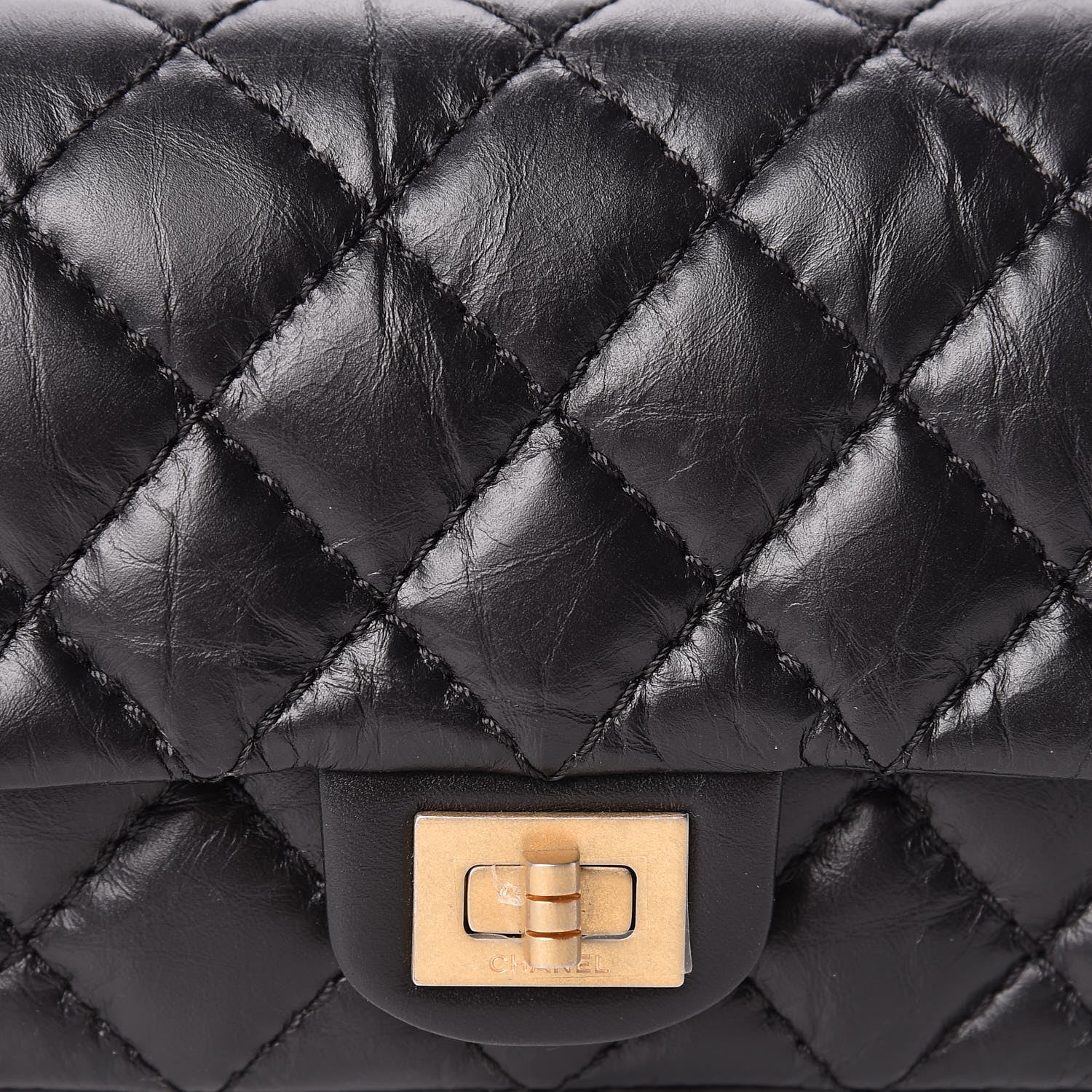 Chanel Aged Calfskin Quilted 2.55 Reissue Flap Belt Bag Clutch Black 8 of 11
