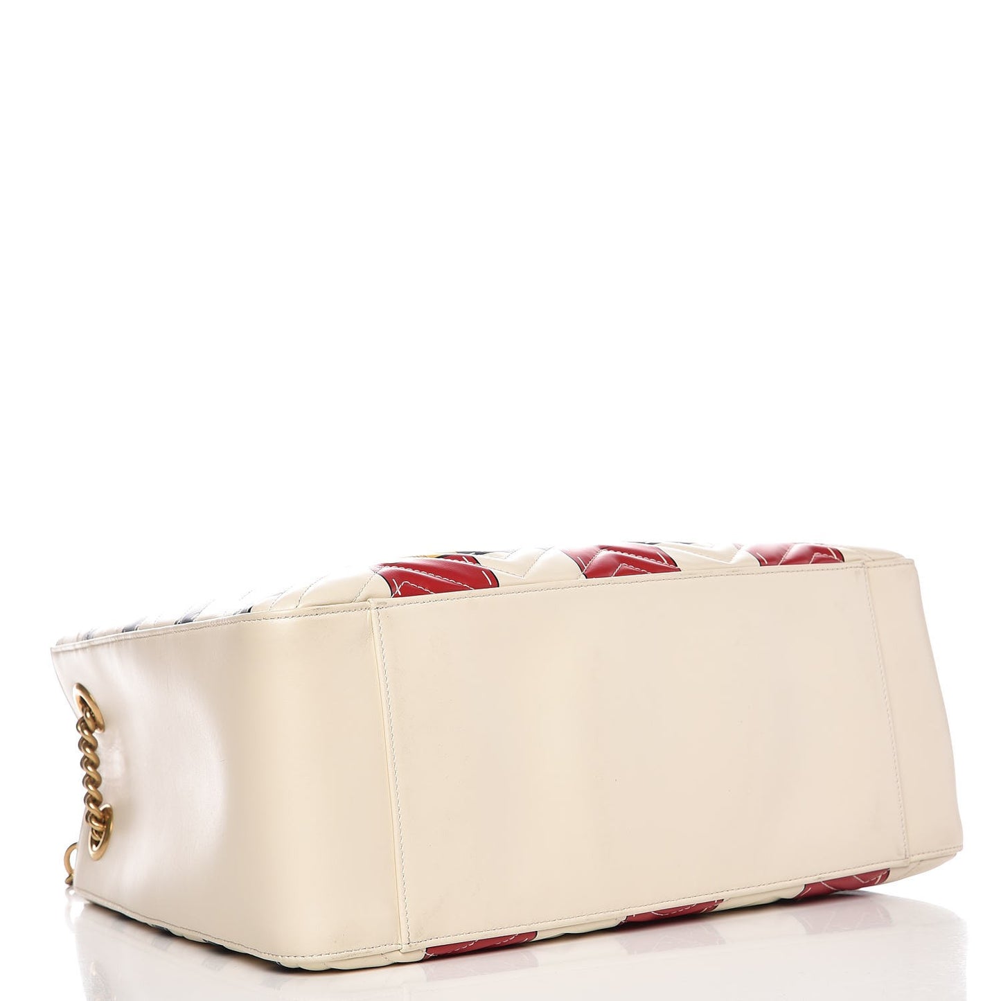 Calfskin Matelasse Trompe L'Oeil Print Medium GG Marmont Shoulder Tote Mystic White Hibiscus Red Marine Giallo