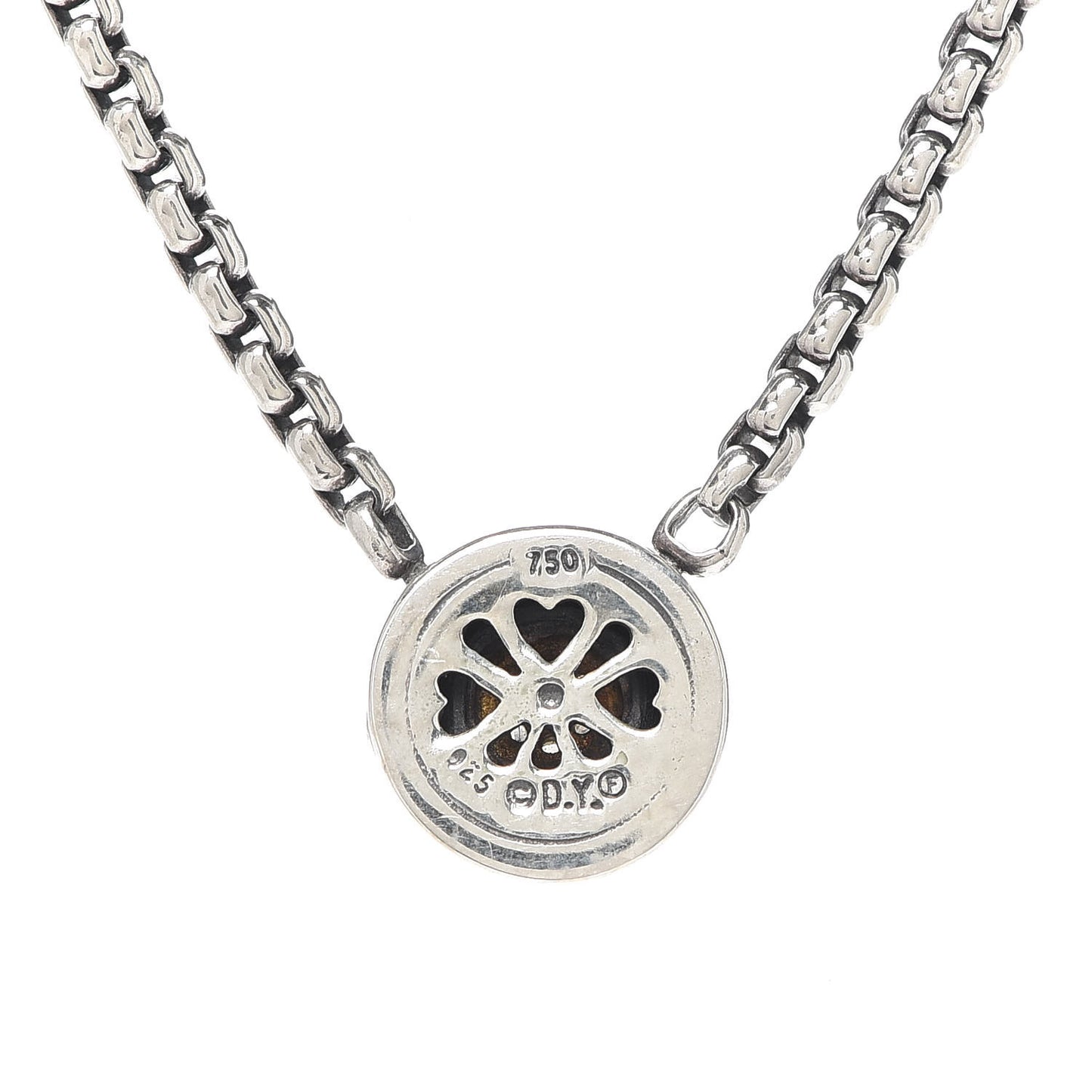 Sterling Silver 18K Yellow Gold Diamond 12mm Pave Cookie Necklace