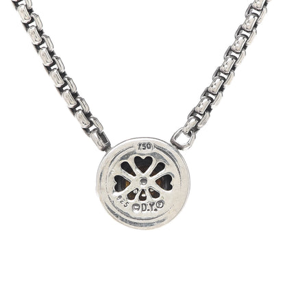 David Yurman Sterling Silver 18K Yellow Gold Diamond 12mm Pave Cookie Necklace 4 of 5