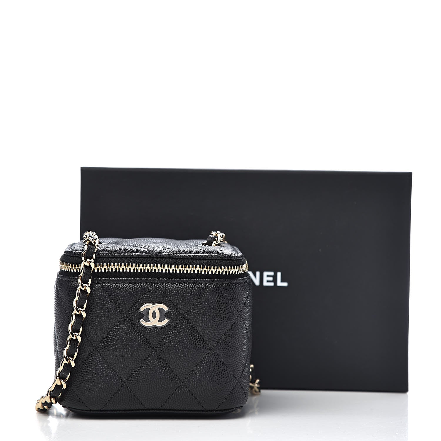Chanel Caviar Quilted Mini Vanity Case With Chain Black 11 of 11