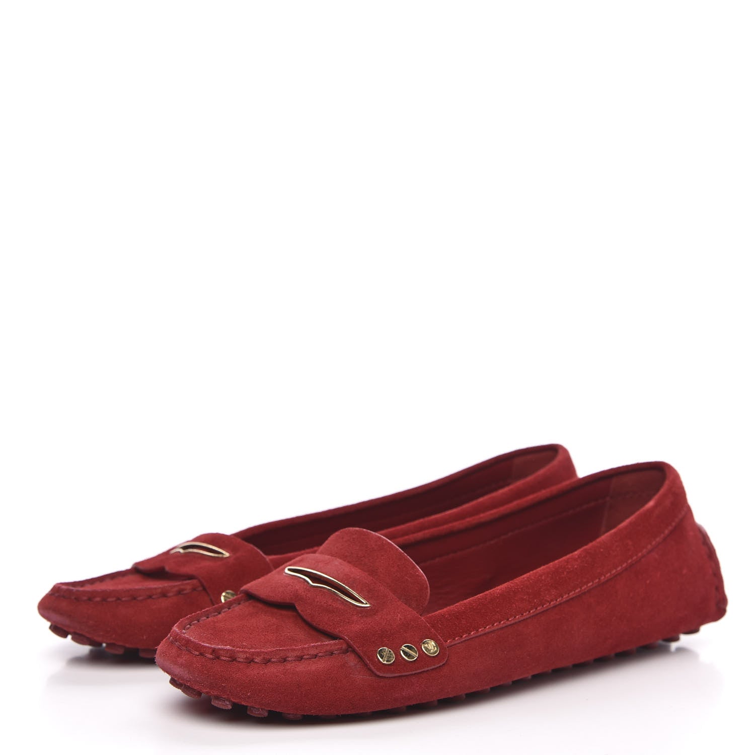 Louis Vuitton Suede Womens Travel Moccasin Loafers 39 Rouge 3 of 8