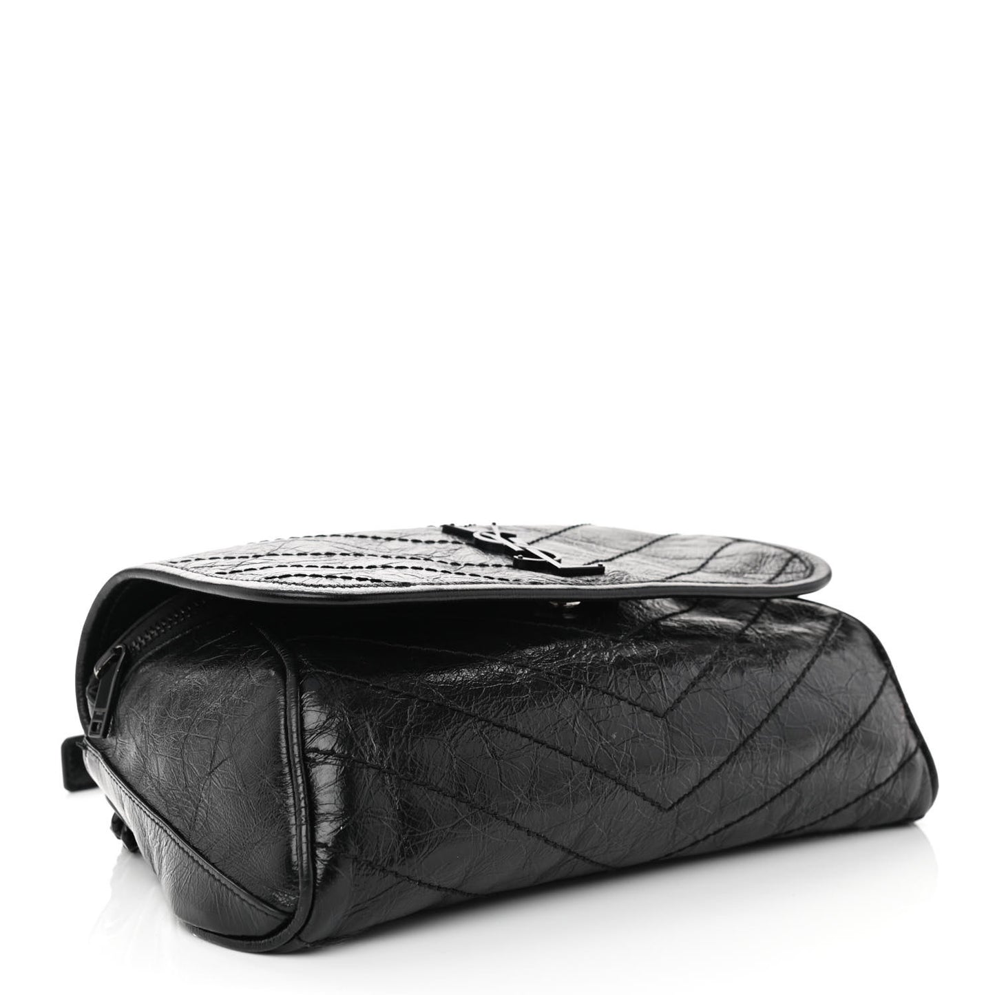 Crinkled Calfskin Matelasse Monogram Niki Body Bag Black
