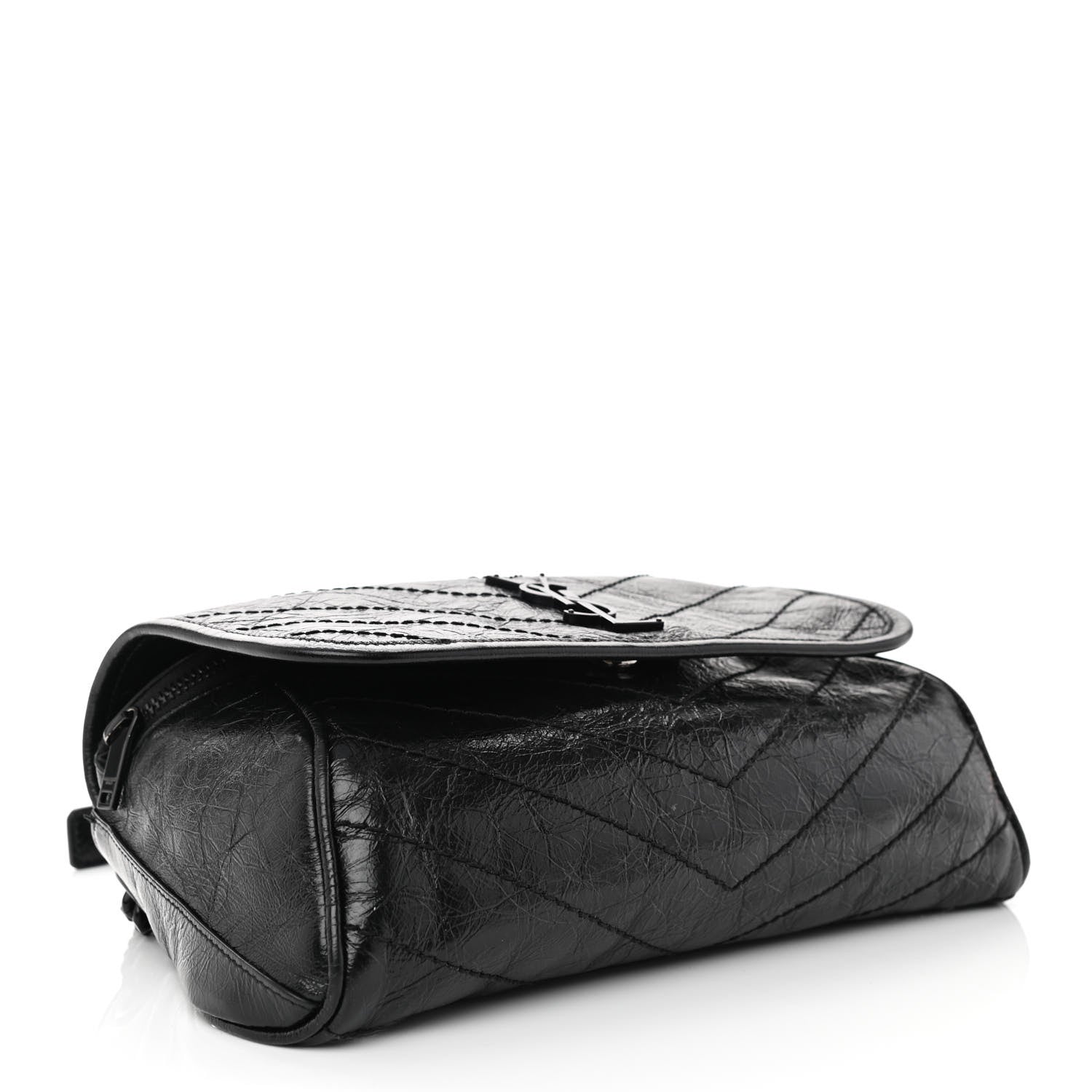 Saint Laurent Crinkled Calfskin Matelasse Monogram Niki Body Bag Black 4 of 8