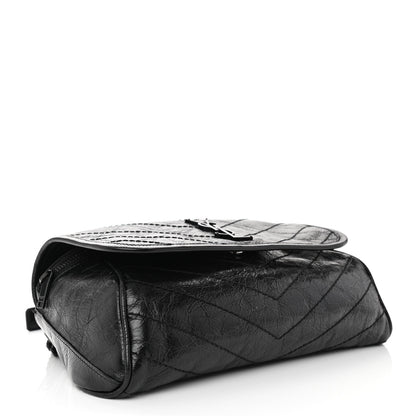 Saint Laurent Crinkled Calfskin Matelasse Monogram Niki Body Bag Black 4 of 8