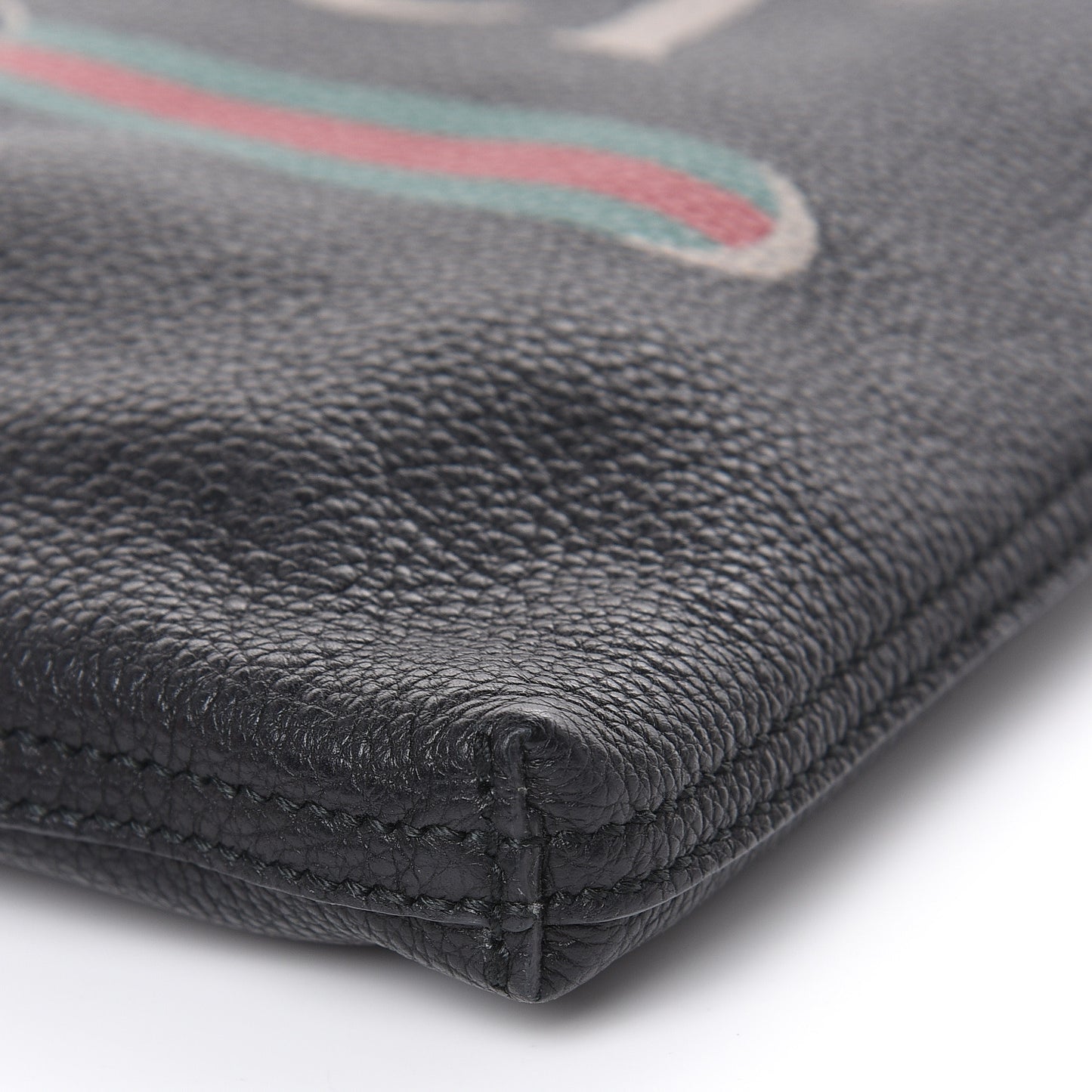 Pebbled Calfskin Medium Logo Portfolio Clutch Black
