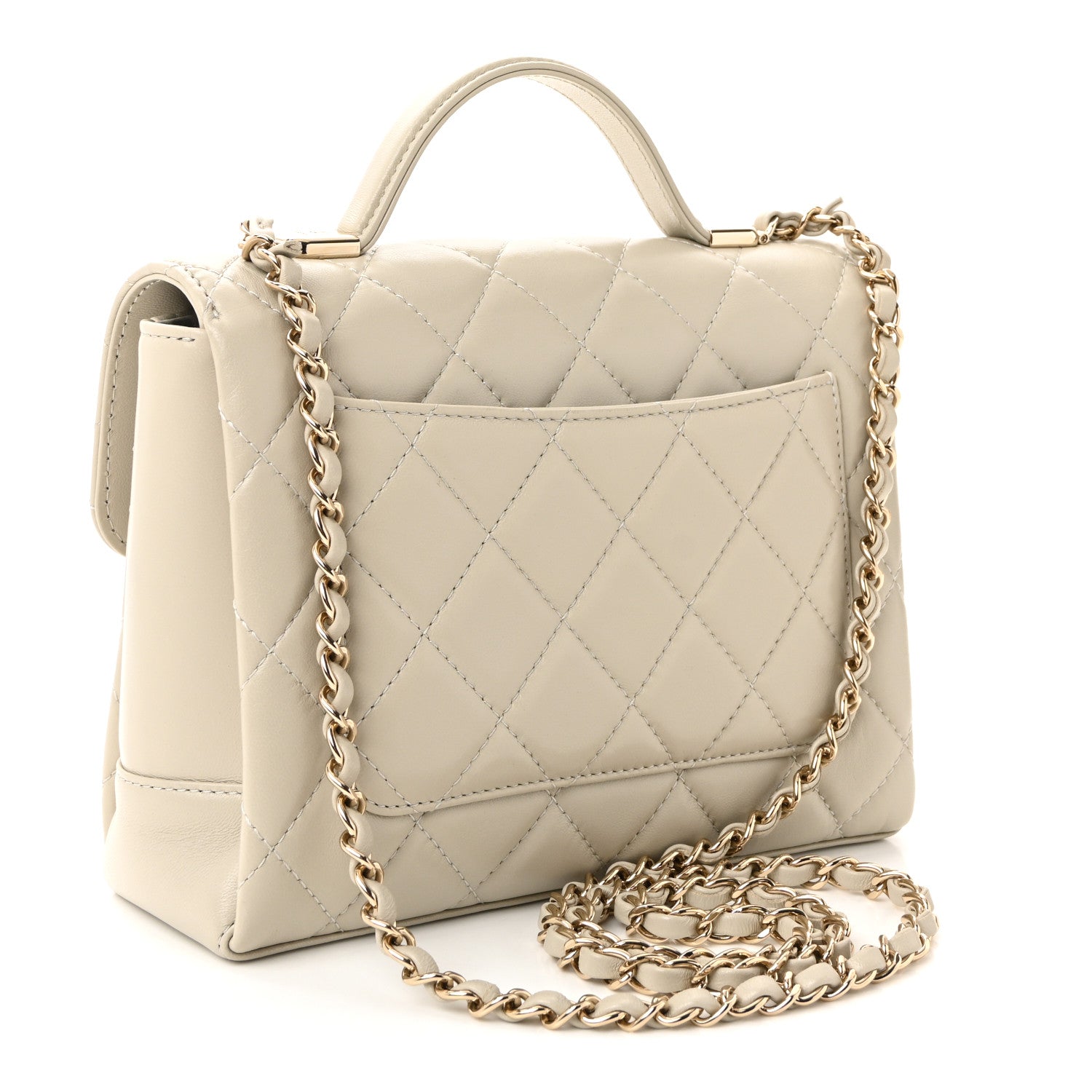 Chanel Lambskin Quilted Small Flap Top Handle Bag Grey 3 of 10