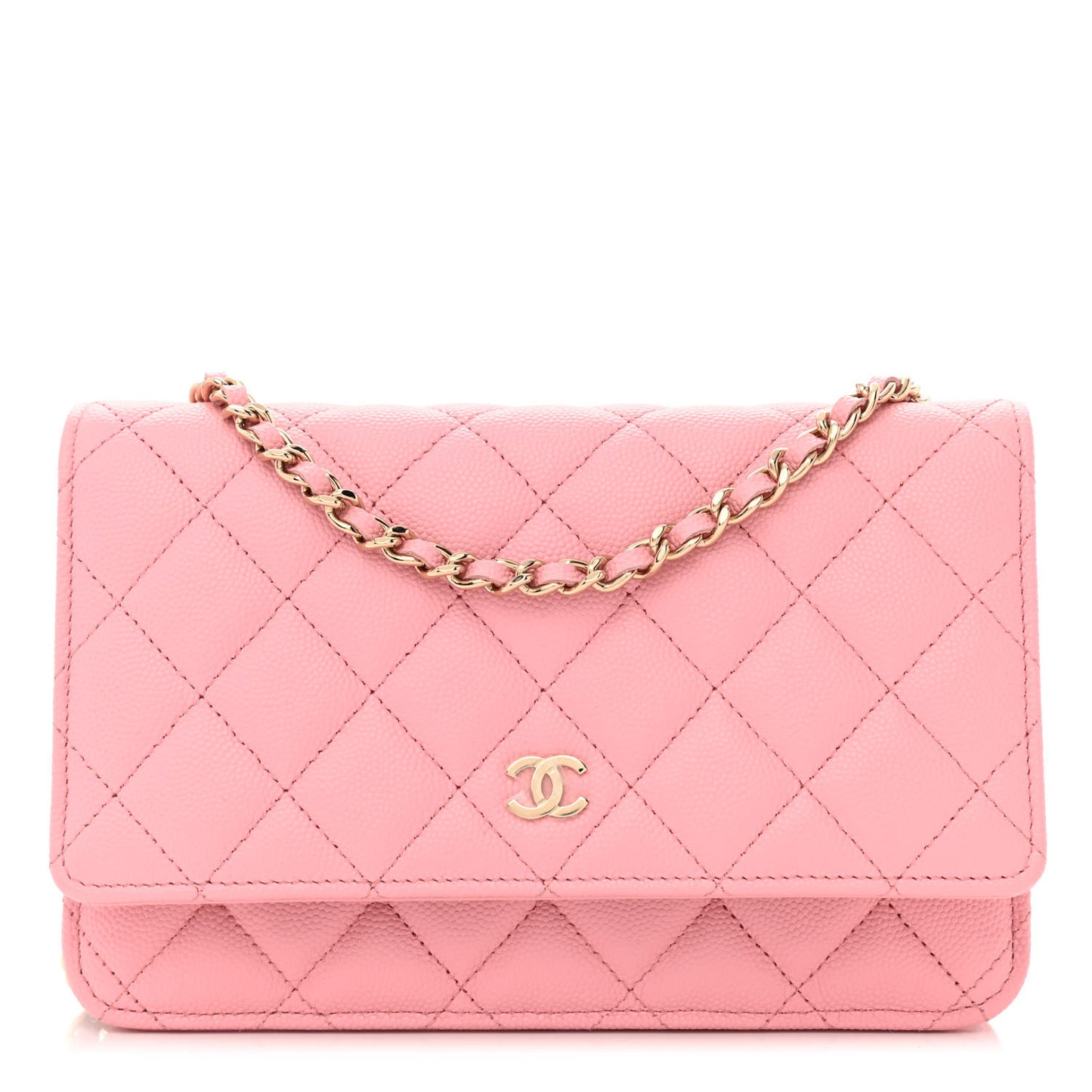 Caviar Quilted Wallet on Chain WOC Light Pink
