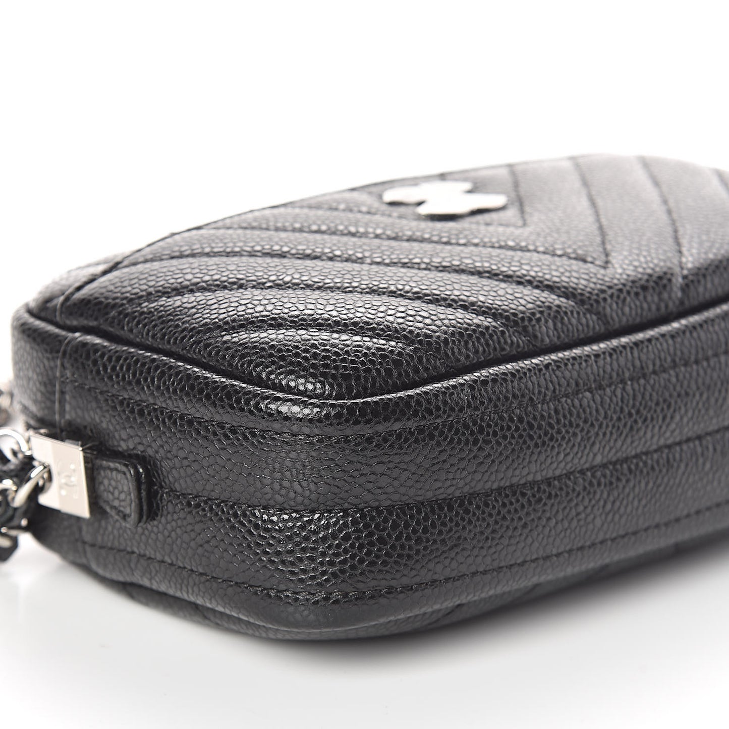 Caviar Chevron Quilted Camera Case Black