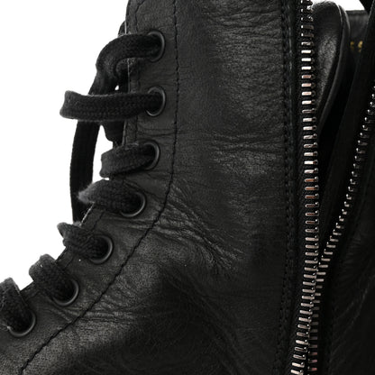Prada Cervo Shine Captoe 30mm Combat Boots 39.5 Black 10 of 14