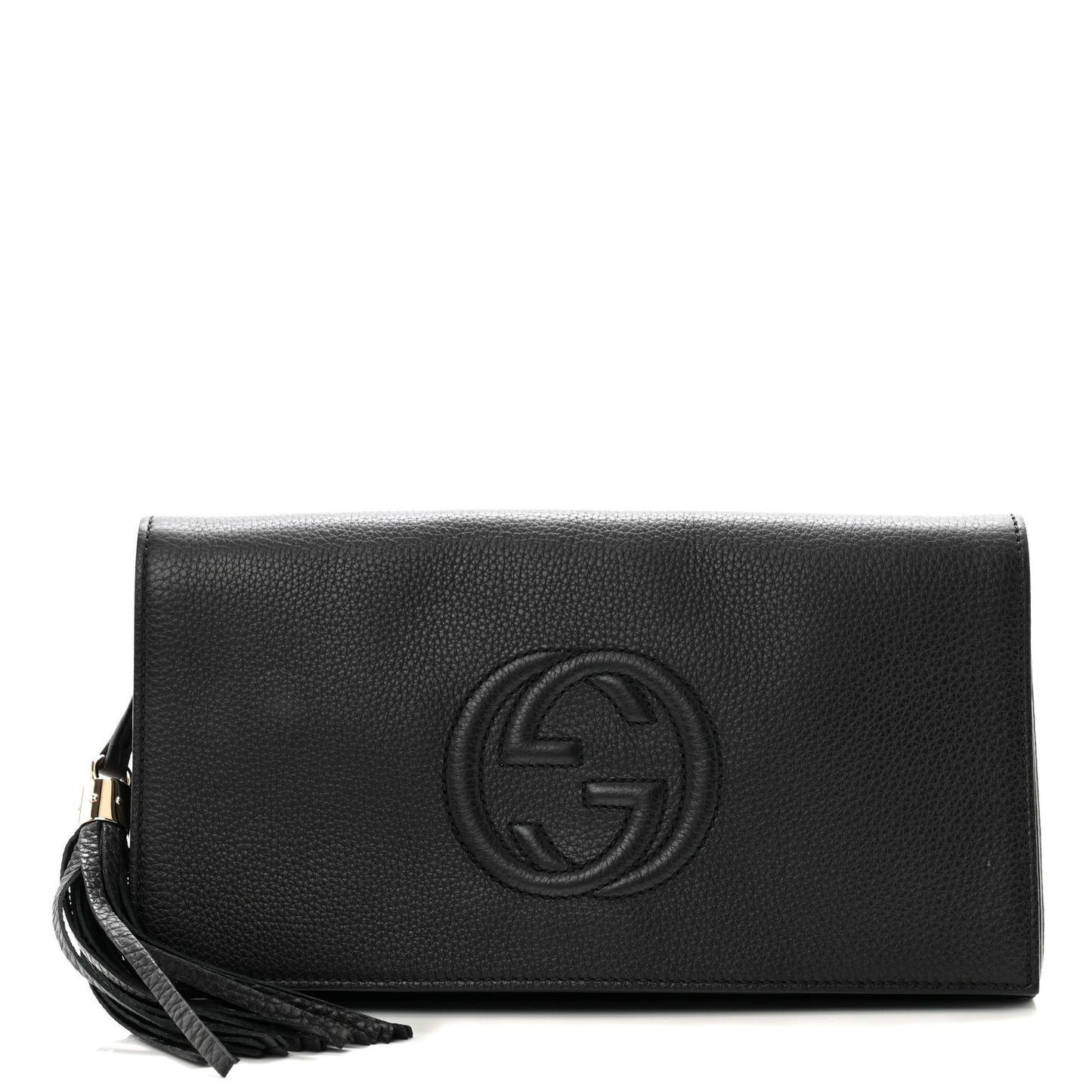 Pebbled Calfskin Medium Soho Clutch Black