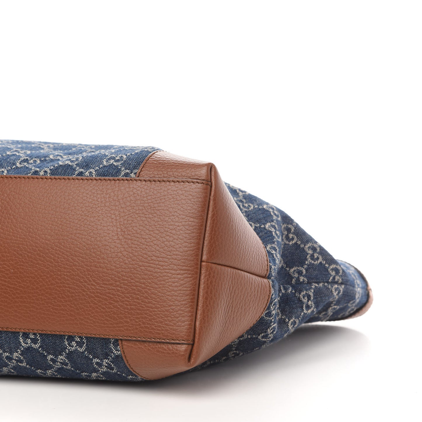 New Denim GG Monogram Medium Ophidia Shopping Tote Blue Tea Cuir