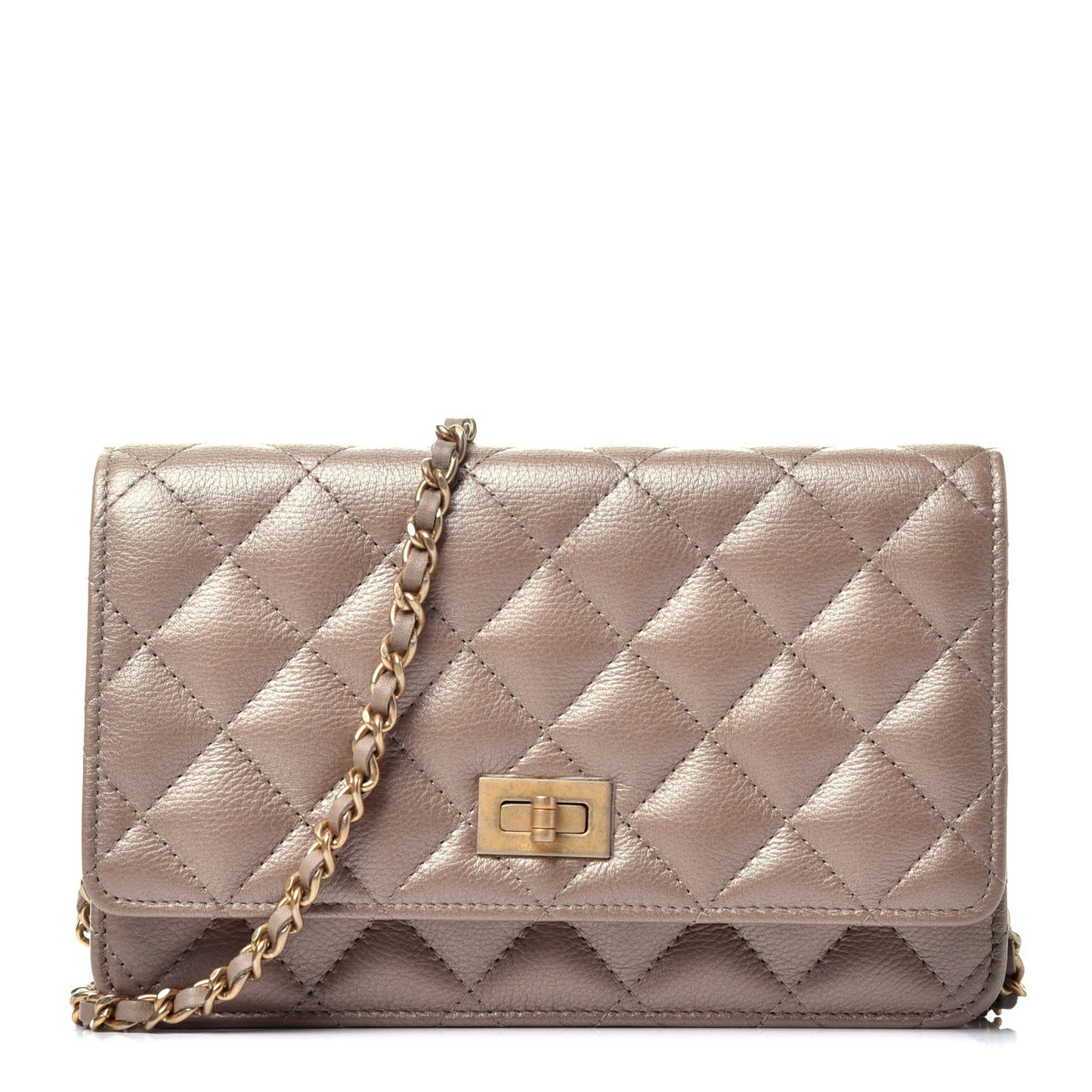 Metallic Calfskin Reissue Wallet On Chain WOC Gold
