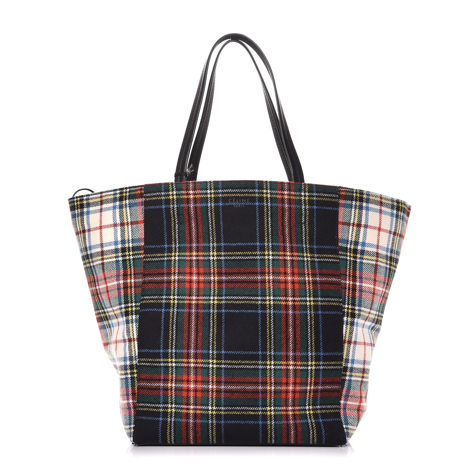 Celine Tartan Felt Plaid Medium Horizontal Cabas Phantom Red Blue 1 of 7