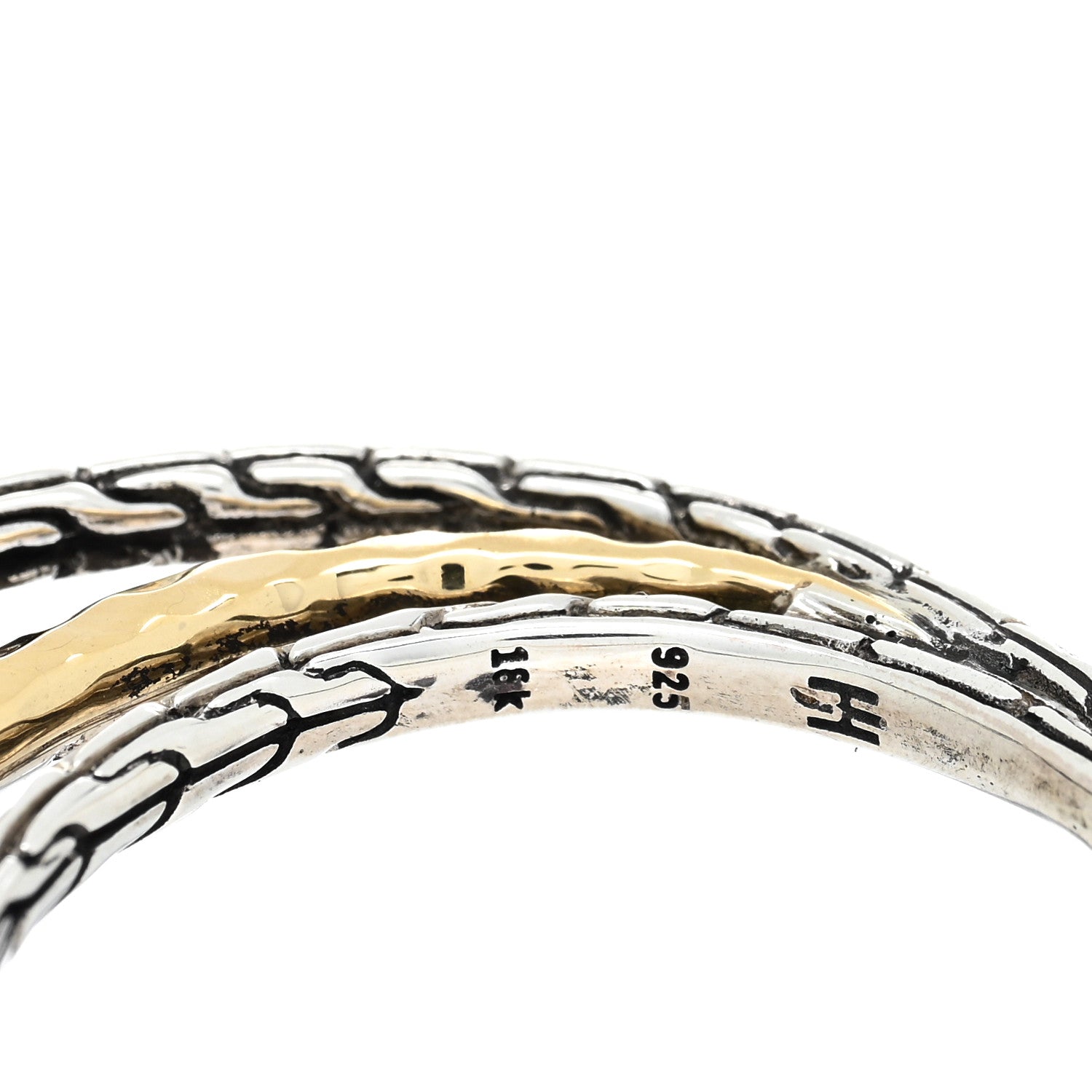 John Hardy Sterling Silver 18K Yellow Gold Classic Chain Two Tone Hoop Earrings 4 of 4