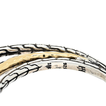 John Hardy Sterling Silver 18K Yellow Gold Classic Chain Two Tone Hoop Earrings 4 of 4