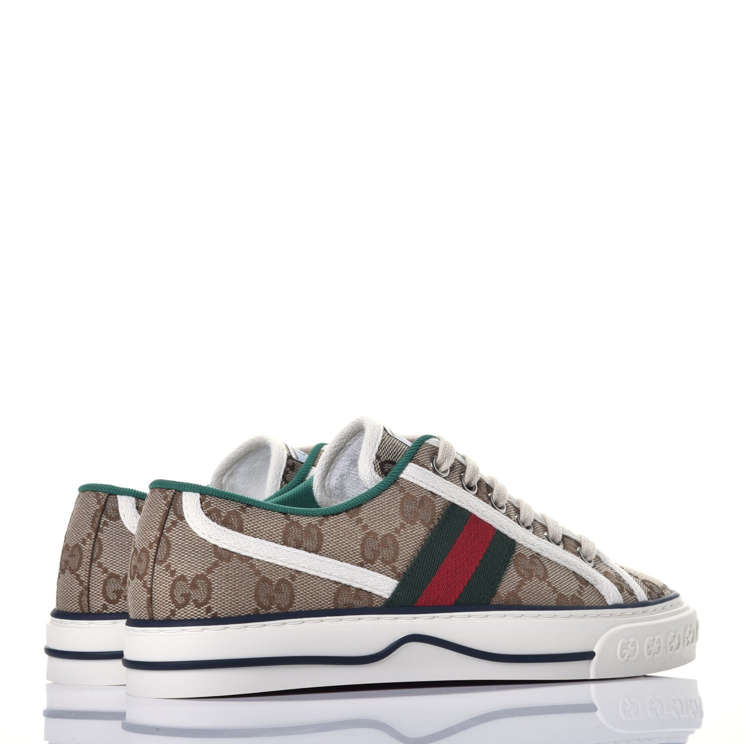 Gucci GG Monogram Web Womens 1977 Tennis Sneakers 35.5 Beige Ebony Mystic White 4 of 8