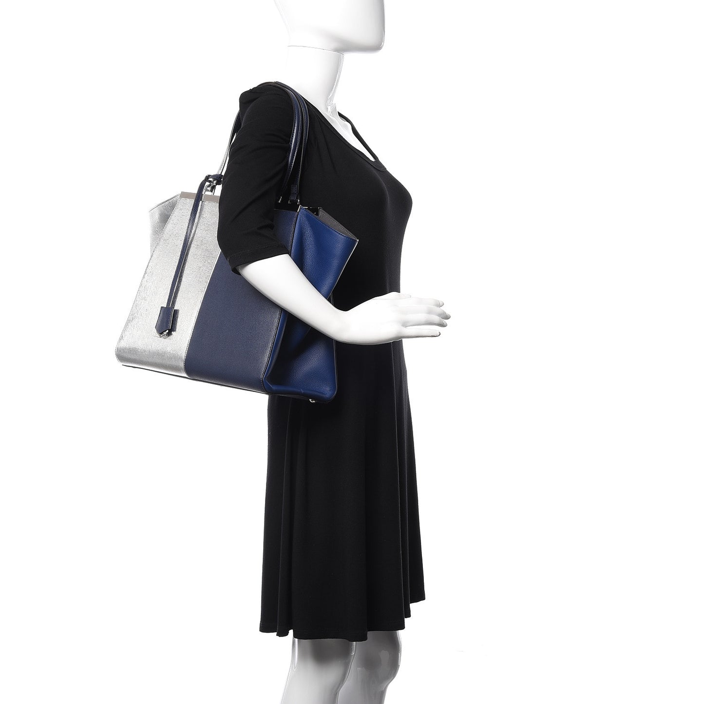 Vitello Elite Bi-Color Large 3Jours Tote Argento Palladio