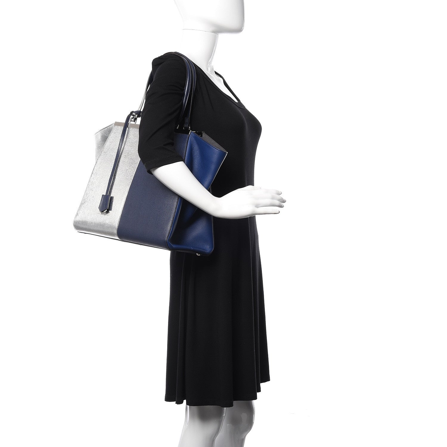 Fendi Vitello Elite Bi-Color Large 3Jours Tote Argento Palladio 2 of 14