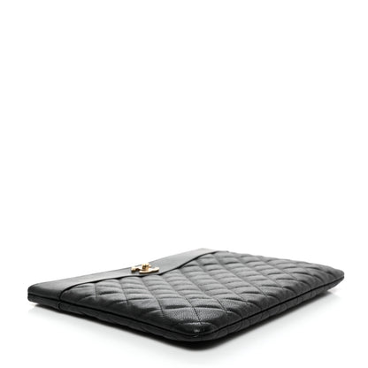 Chanel Caviar Quilted Mademoiselle Vintage Large Zip Pouch Black 5 of 8