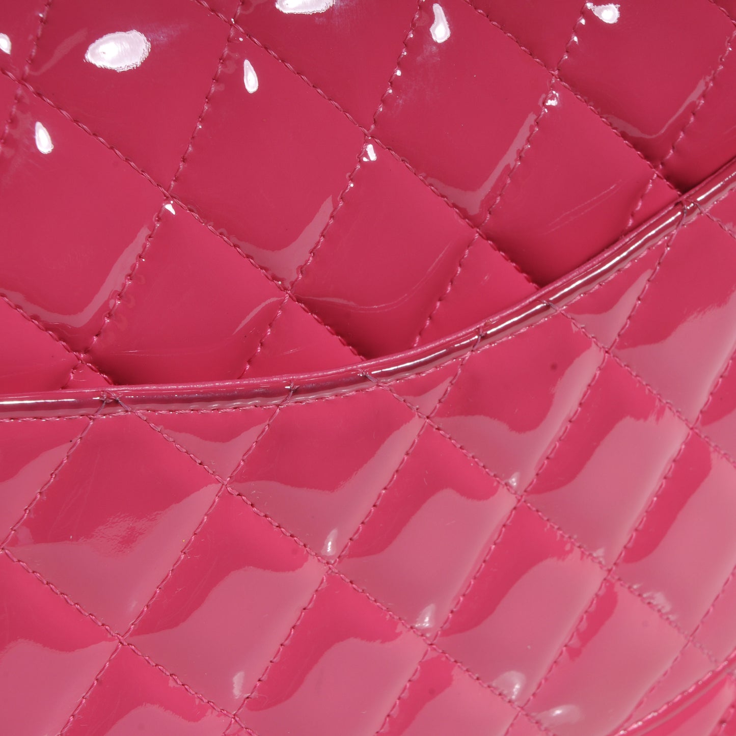 Patent Quilted Medium Double Flap Pink