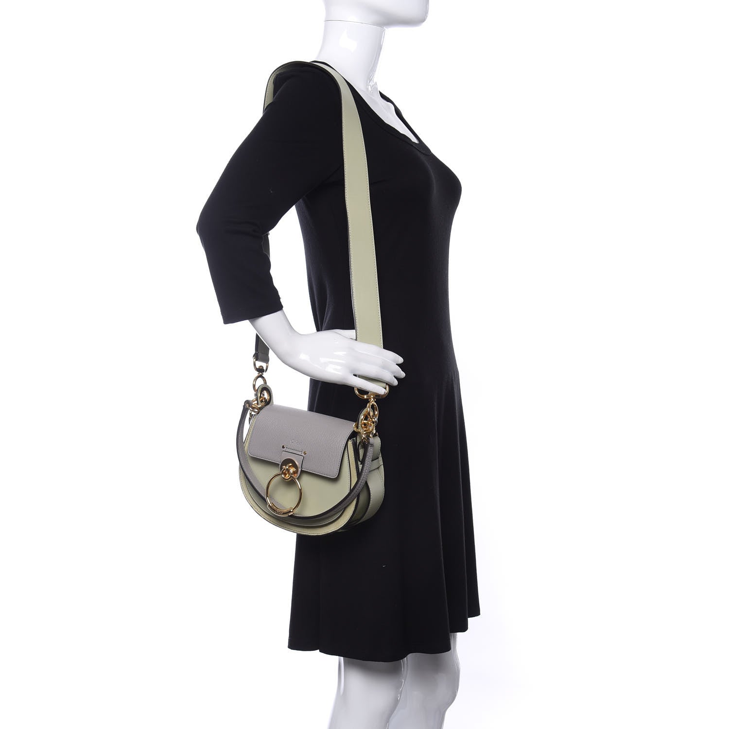Chloe Goatskin Shiny Calfskin Small Tess Bag Stormy Grey 2 of 12