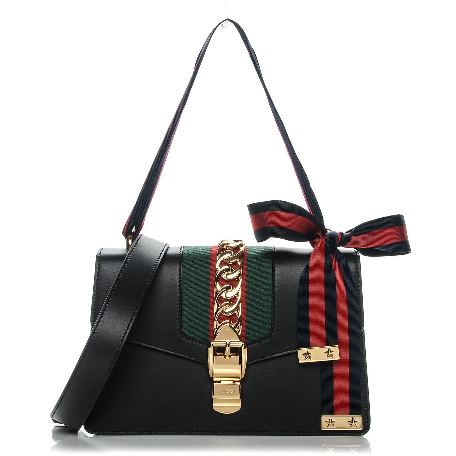 Gucci Calfskin Small Sylvie Shoulder Bag Black 1 of 9